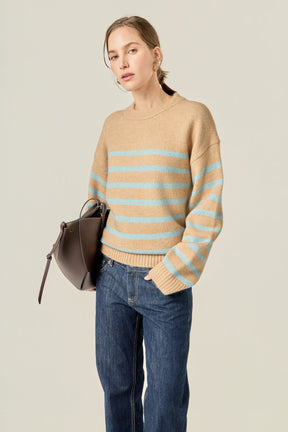 ENGLISH FACTORY - Striped Crew Neck Sweater - SWEATERS & KNITS available at Objectrare