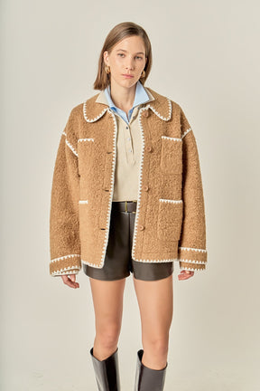 ENGLISH FACTORY - Embroidered Shearling Jacket - JACKETS available at Objectrare
