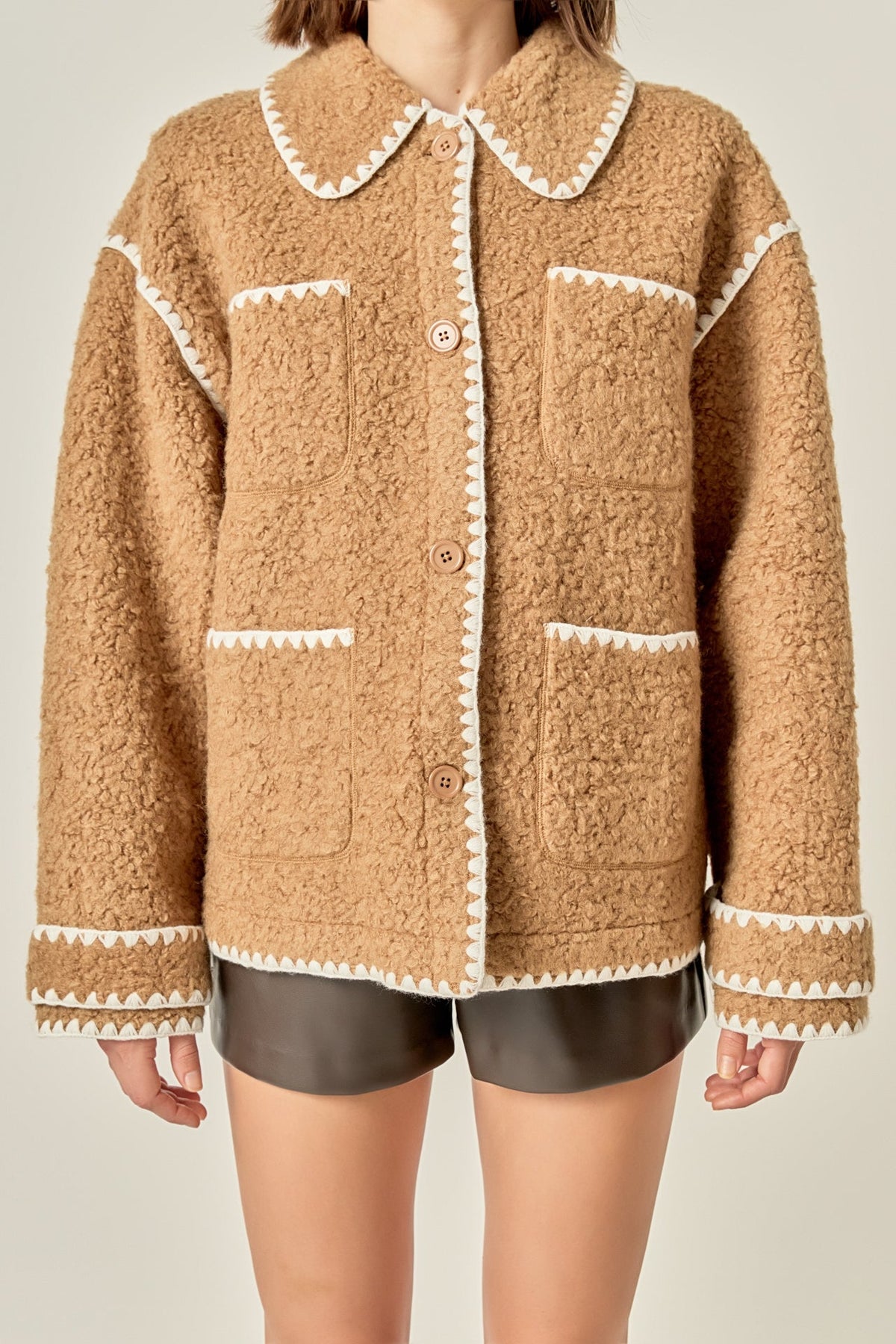 ENGLISH FACTORY - Embroidered Shearling Jacket - JACKETS available at Objectrare