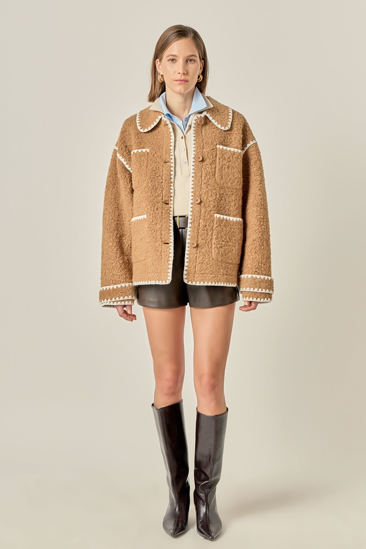 ENGLISH FACTORY - Embroidered Shearling Jacket - JACKETS available at Objectrare