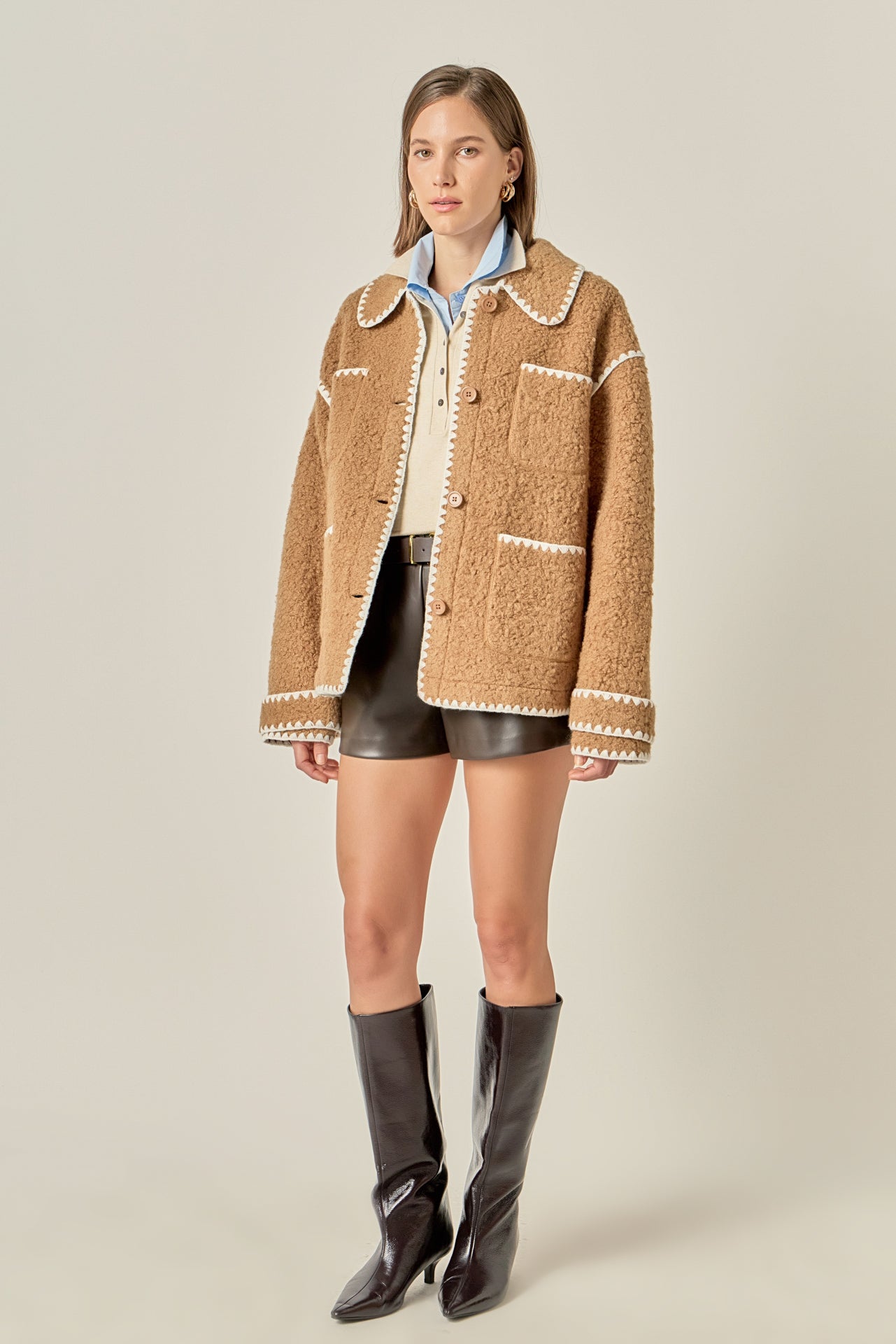 ENGLISH FACTORY - Embroidered Shearling Jacket - JACKETS available at Objectrare