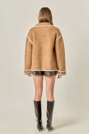 ENGLISH FACTORY - Embroidered Shearling Jacket - JACKETS available at Objectrare
