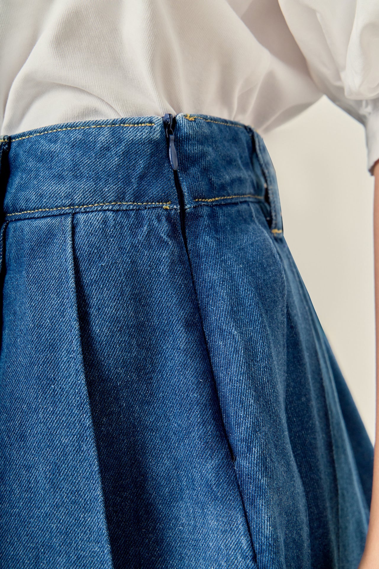 Pleated Denim Skort