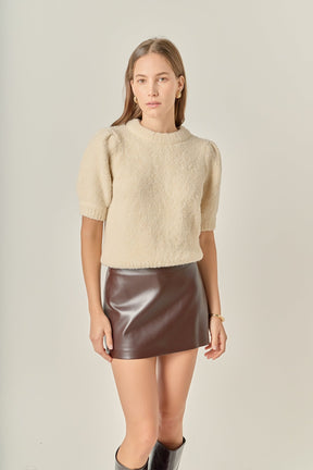 Boucle Puff Sleeve Knit Top
