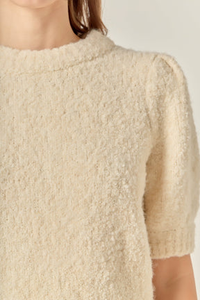 Boucle Puff Sleeve Knit Top