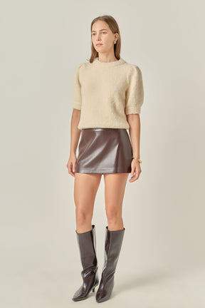 Boucle Puff Sleeve Knit Top