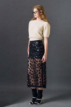 ENGLISH FACTORY - Boucle Puff Sleeve Knit Top - TOPS available at Objectrare