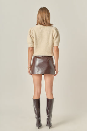 Boucle Puff Sleeve Knit Top