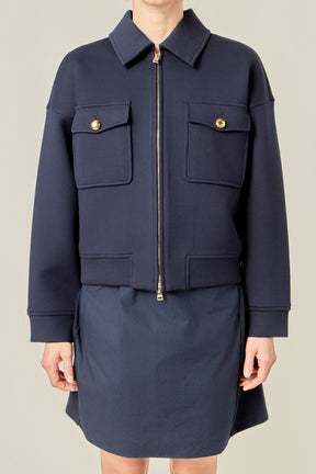 ENGLISH FACTORY - Twill Bonded Bomber Jacket - JACKETS available at Objectrare