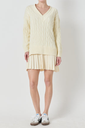 Cable Knit Pleated Mini Dress