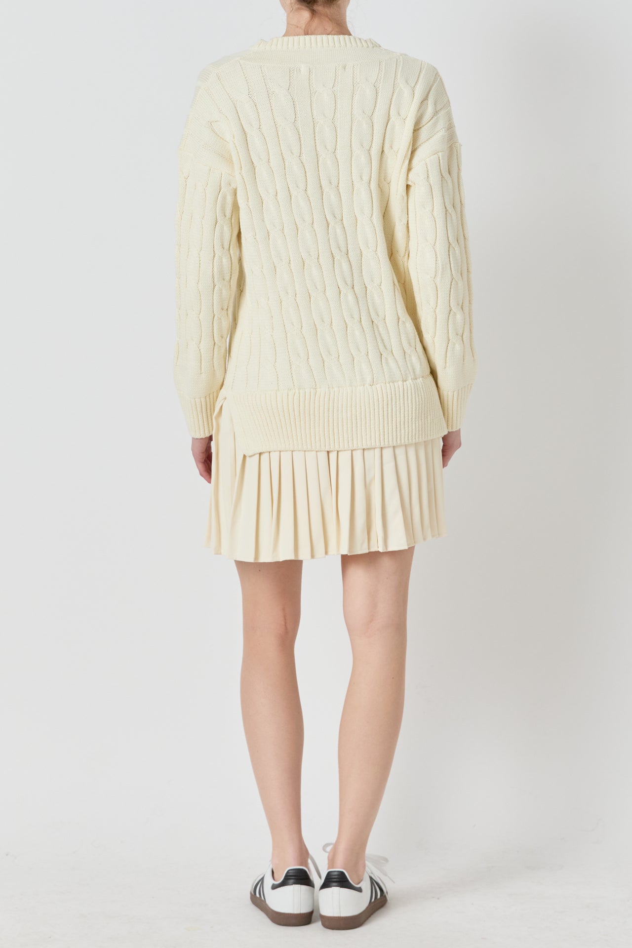Cable Knit Pleated Mini Dress