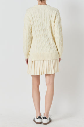 Cable Knit Pleated Mini Dress