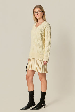 ENGLISH FACTORY - Cable Knit Pleated Mini Dress - DRESSES available at Objectrare