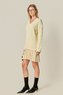 ENGLISH FACTORY - Cable Knit Pleated Mini Dress - DRESSES available at Objectrare