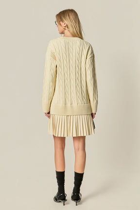 ENGLISH FACTORY - Cable Knit Pleated Mini Dress - DRESSES available at Objectrare