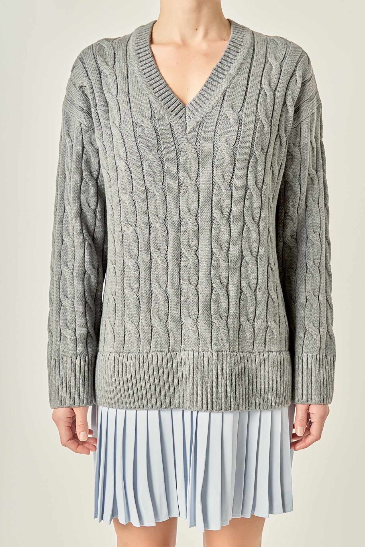 ENGLISH FACTORY - Cable Knit Pleated Mini Dress - DRESSES available at Objectrare