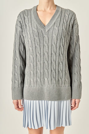 ENGLISH FACTORY - Cable Knit Pleated Mini Dress - DRESSES available at Objectrare