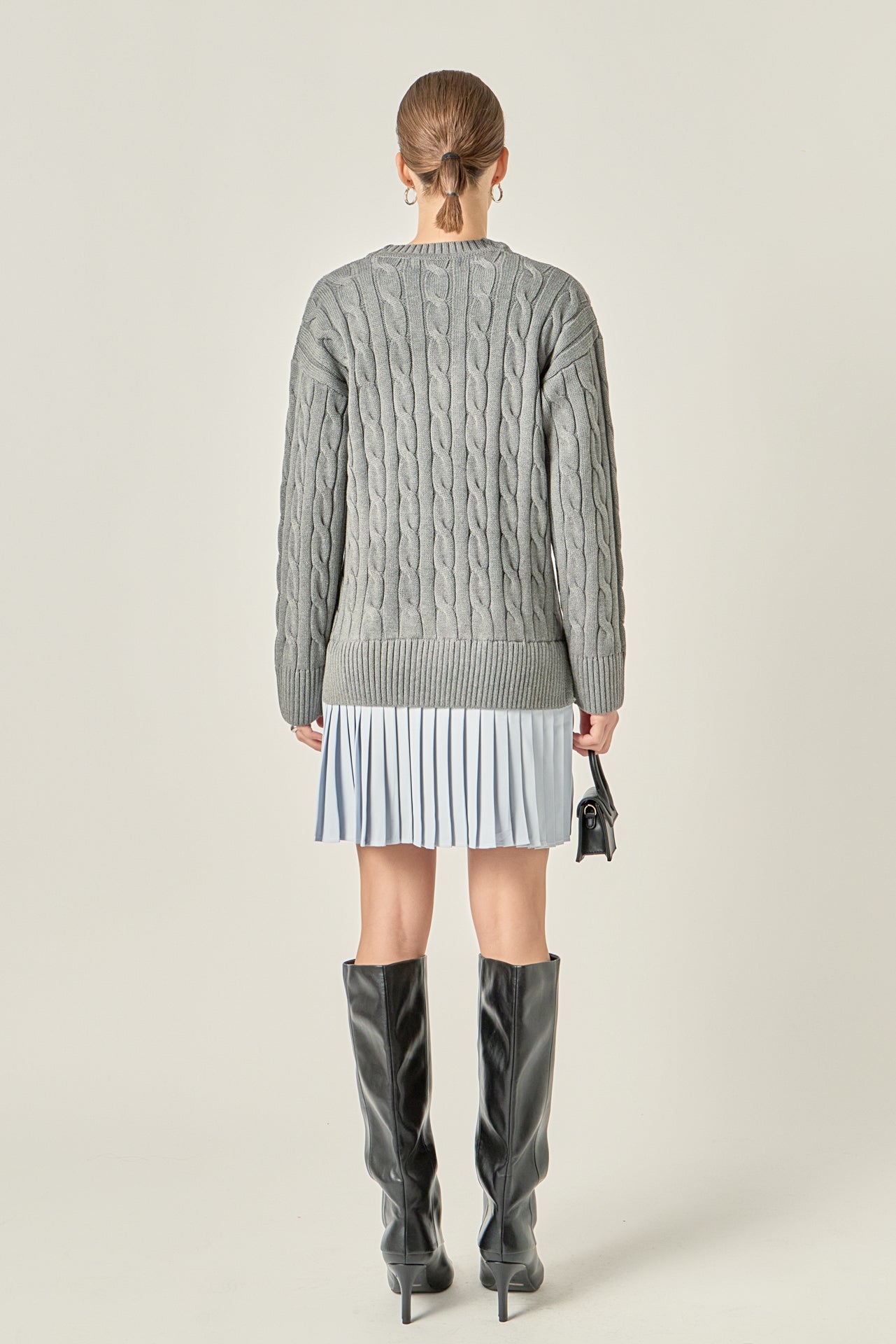 ENGLISH FACTORY - Cable Knit Pleated Mini Dress - DRESSES available at Objectrare