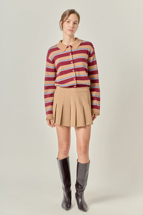 ENGLISH FACTORY - Striped Collar Shirt Cardigan - TOPS available at Objectrare