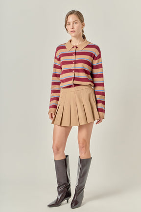 ENGLISH FACTORY - Striped Collar Shirt Cardigan - TOPS available at Objectrare