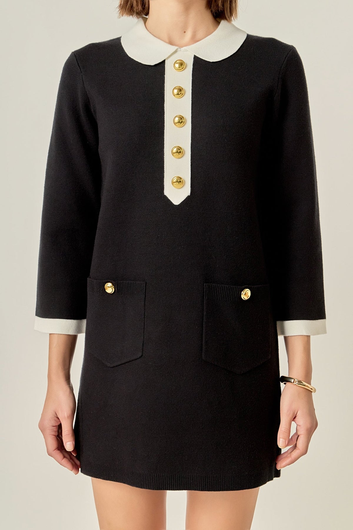 Serena Contrast Collar Knit Mini Dress