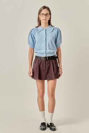 ENGLISH FACTORY - Ruffled Collar Knit Cardigan - TOPS available at Objectrare