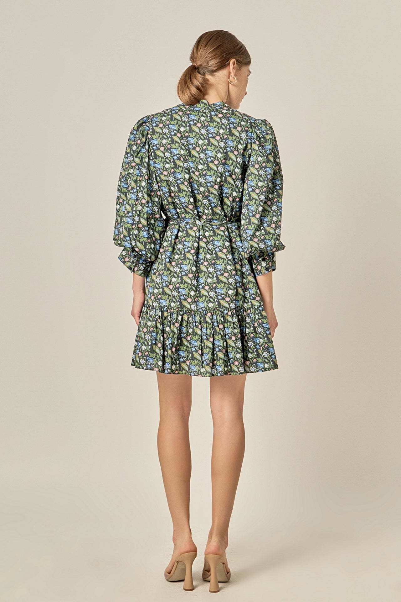 ENGLISH FACTORY - Floral Print Pintuck Smock Mini Dress - DRESSES available at Objectrare
