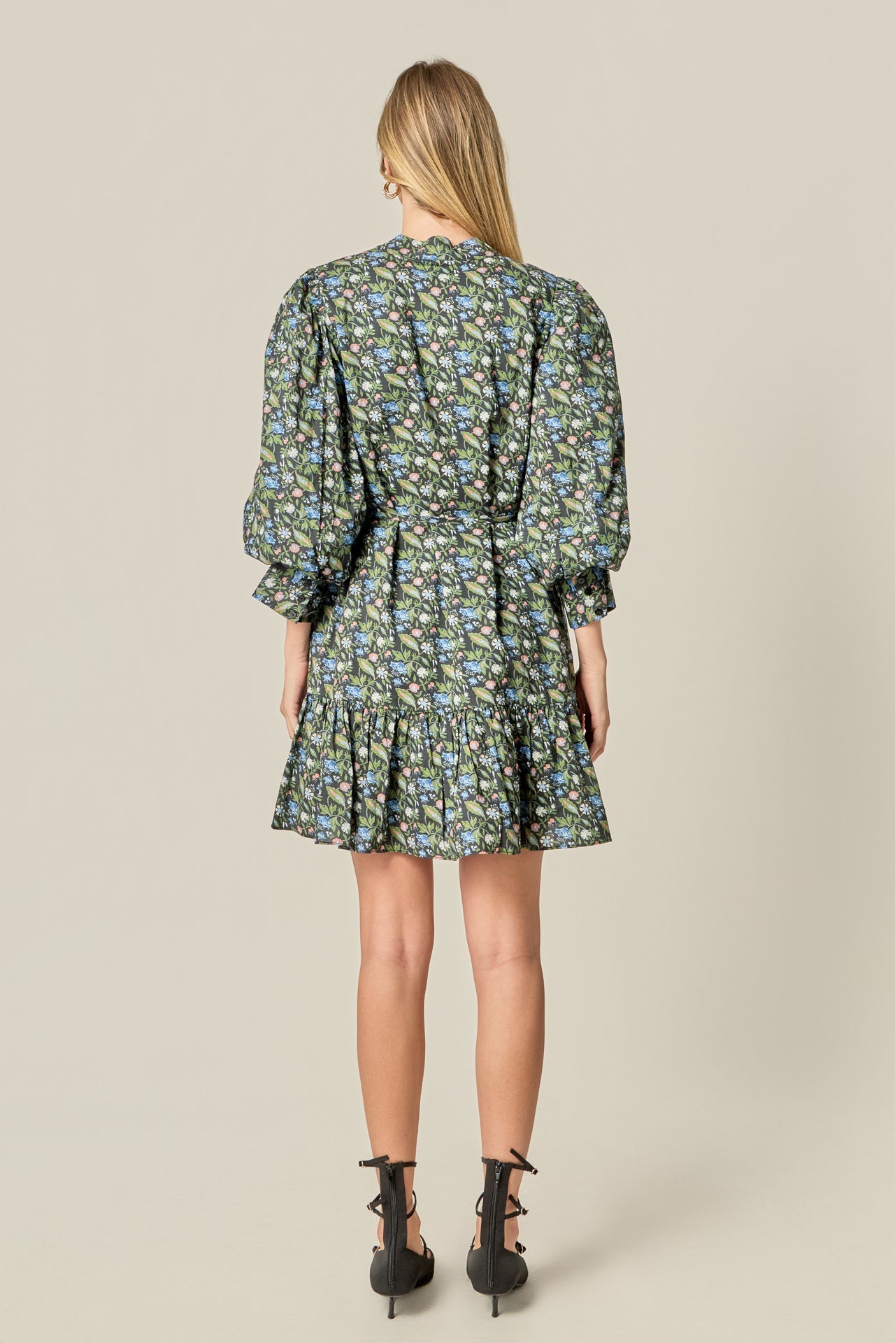 ENGLISH FACTORY - Floral Print Pintuck Smock Mini Dress - DRESSES available at Objectrare