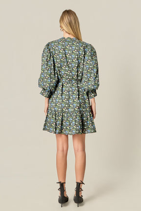 ENGLISH FACTORY - Floral Print Pintuck Smock Mini Dress - DRESSES available at Objectrare
