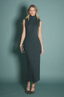 ENGLISH FACTORY - Cable Knit Mock Neck Midi Dress - DRESSES available at Objectrare