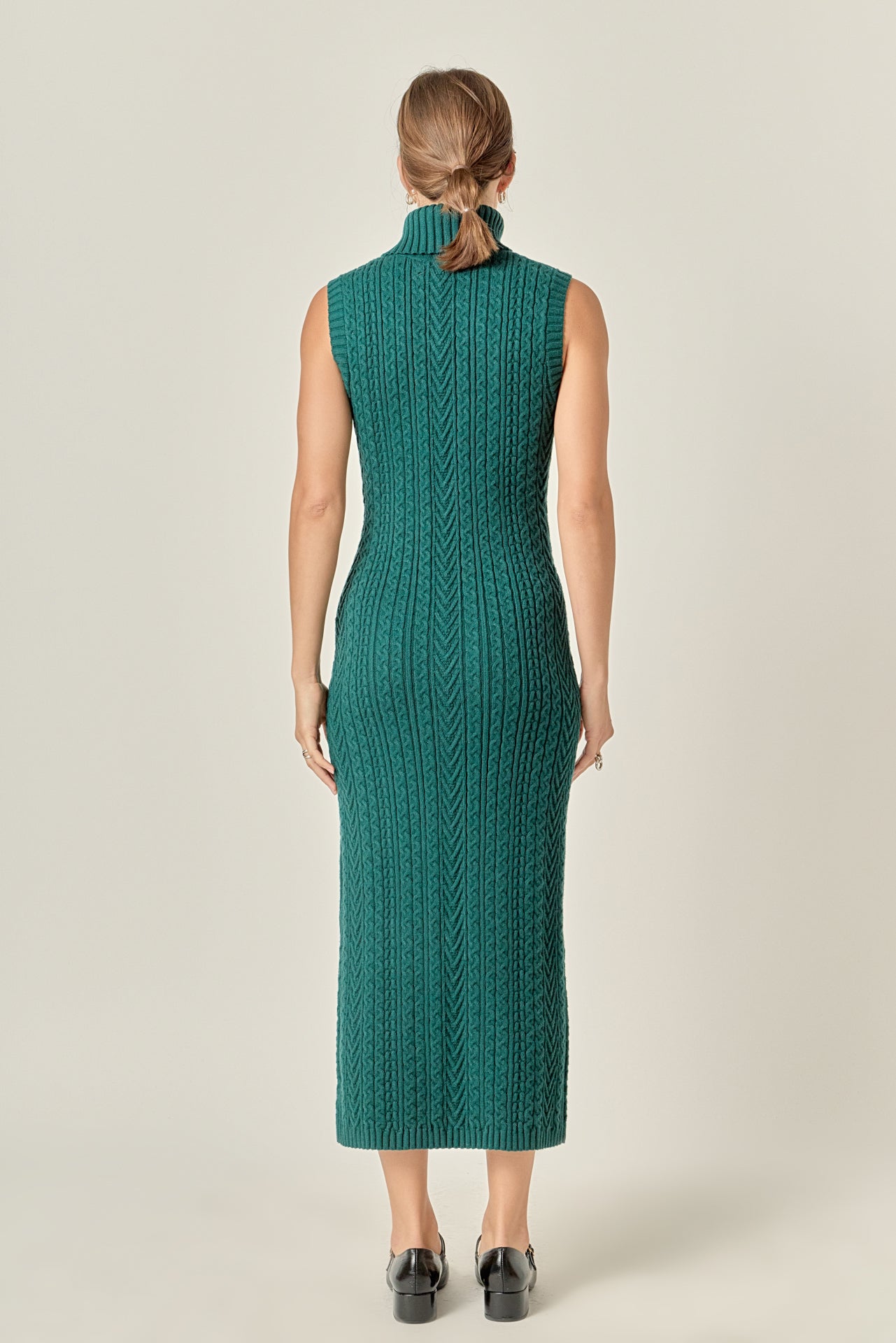 Cable Knit Mock Neck Midi Dress