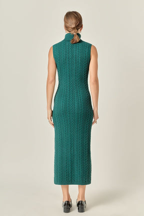 Cable Knit Mock Neck Midi Dress