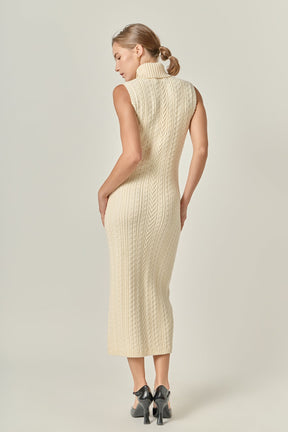 ENGLISH FACTORY - Cable Knit Mock Neck Midi Dress - DRESSES available at Objectrare