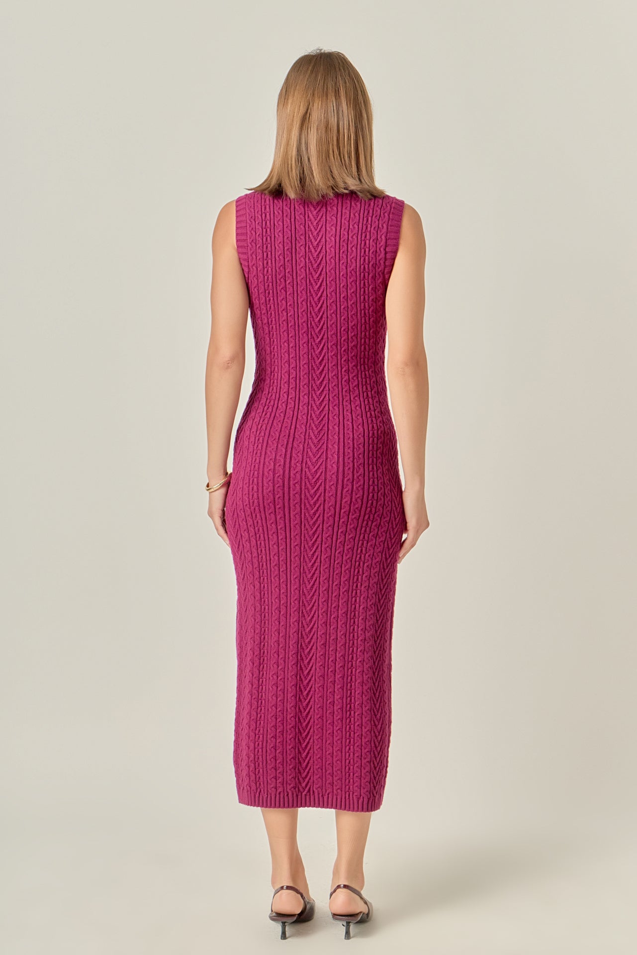 Cable Knit Mock Neck Midi Dress