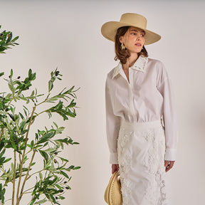 ENGLISH FACTORY - Crochet Collar Detailed Shirt - SHIRTS & BLOUSES available at Objectrare