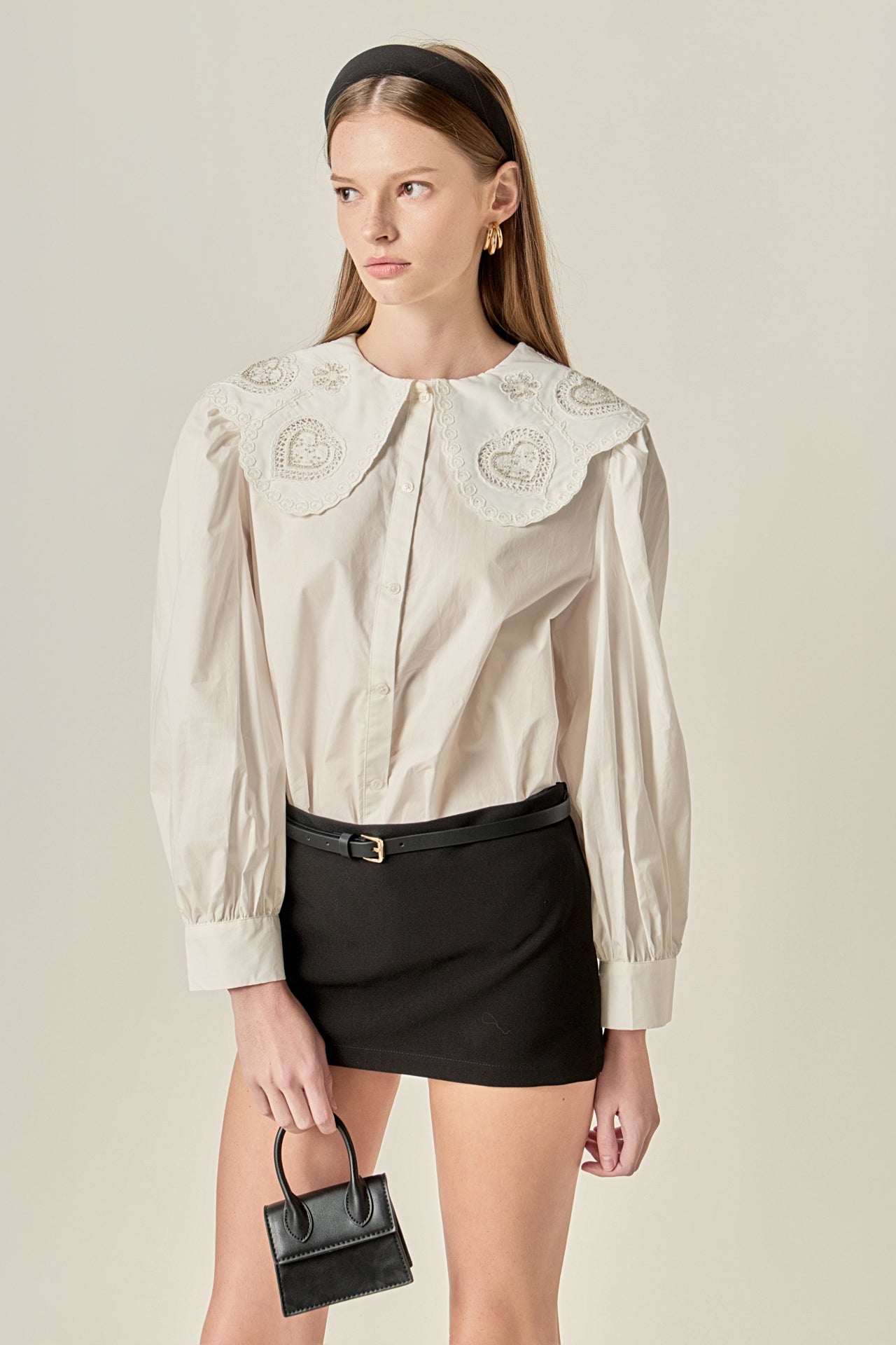 ENGLISH FACTORY - Scallop Embroidered Collar Blouse - TOPS available at Objectrare