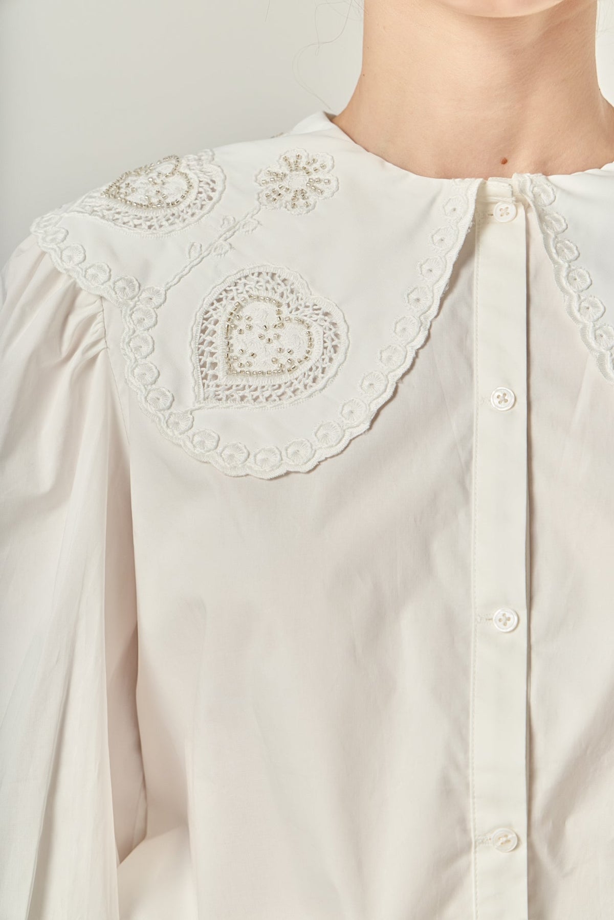 ENGLISH FACTORY - Scallop Embroidered Collar Blouse - TOPS available at Objectrare
