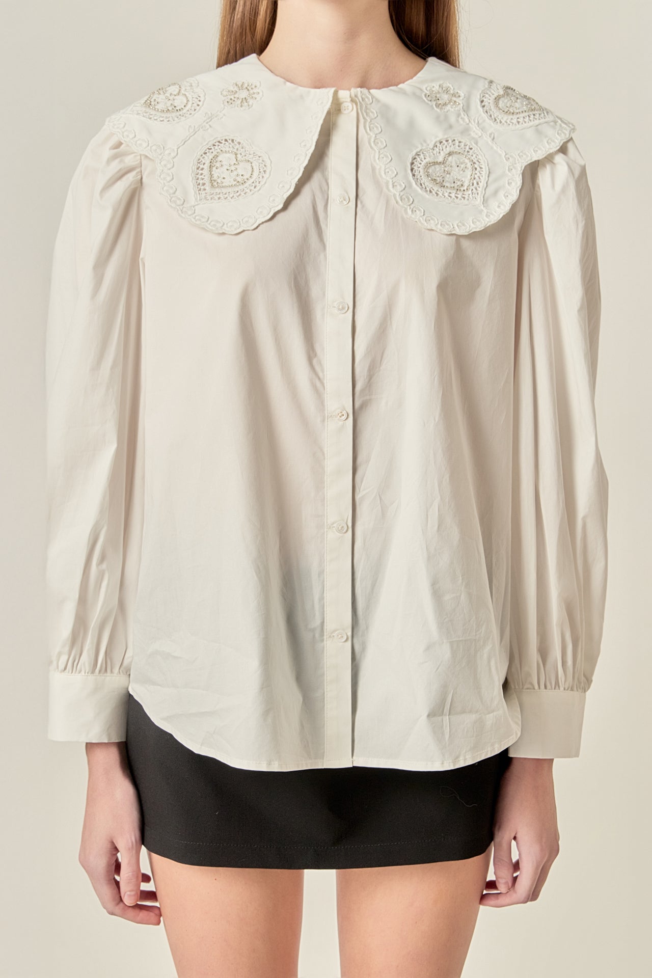 ENGLISH FACTORY - Scallop Embroidered Collar Blouse - TOPS available at Objectrare
