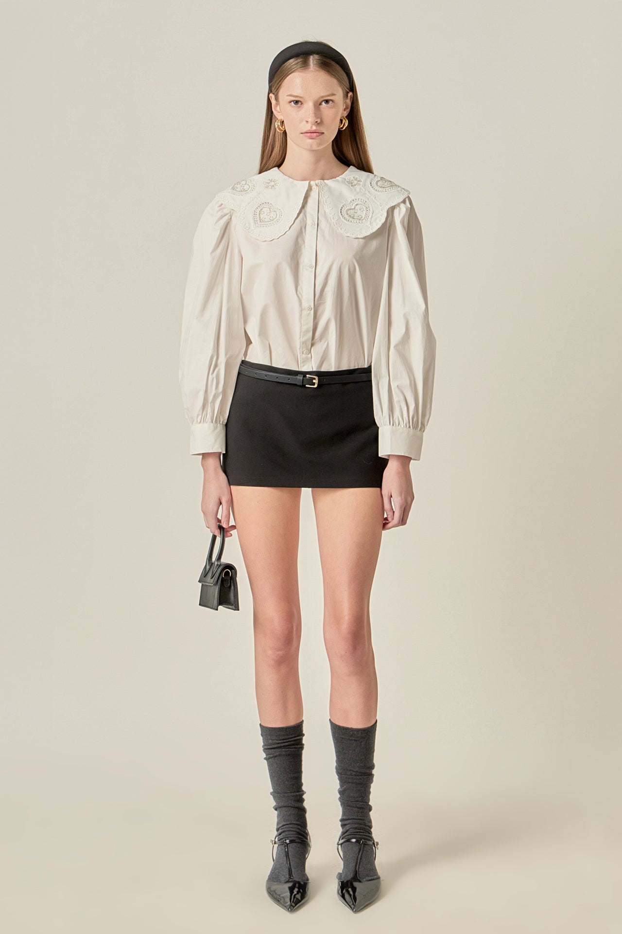 ENGLISH FACTORY - Scallop Embroidered Collar Blouse - TOPS available at Objectrare