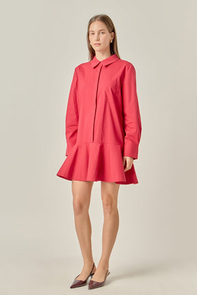ENGLISH FACTORY - Collared Flare Skirt Dress - DRESSES available at Objectrare