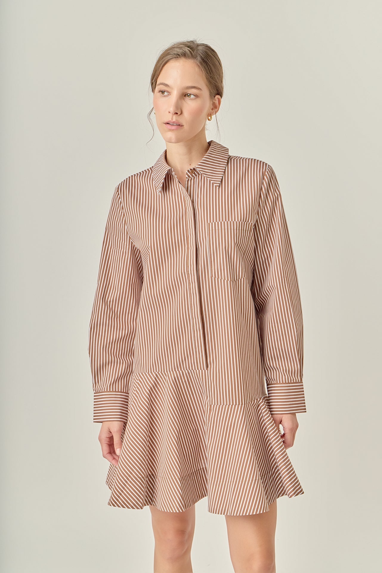 ENGLISH FACTORY - Stripe Collar Flared Skirt Dress - DRESSES available at Objectrare
