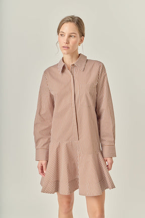 ENGLISH FACTORY - Stripe Collar Flared Skirt Dress - DRESSES available at Objectrare
