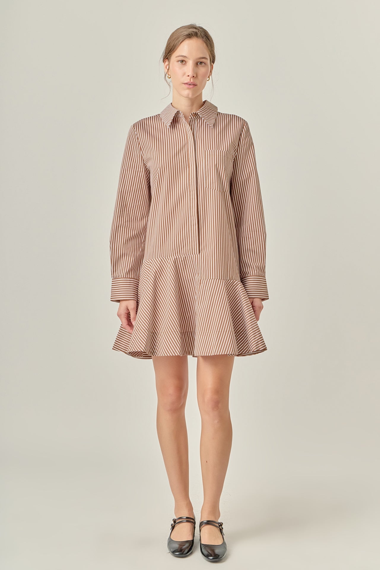 ENGLISH FACTORY - Stripe Collar Flared Skirt Dress - DRESSES available at Objectrare