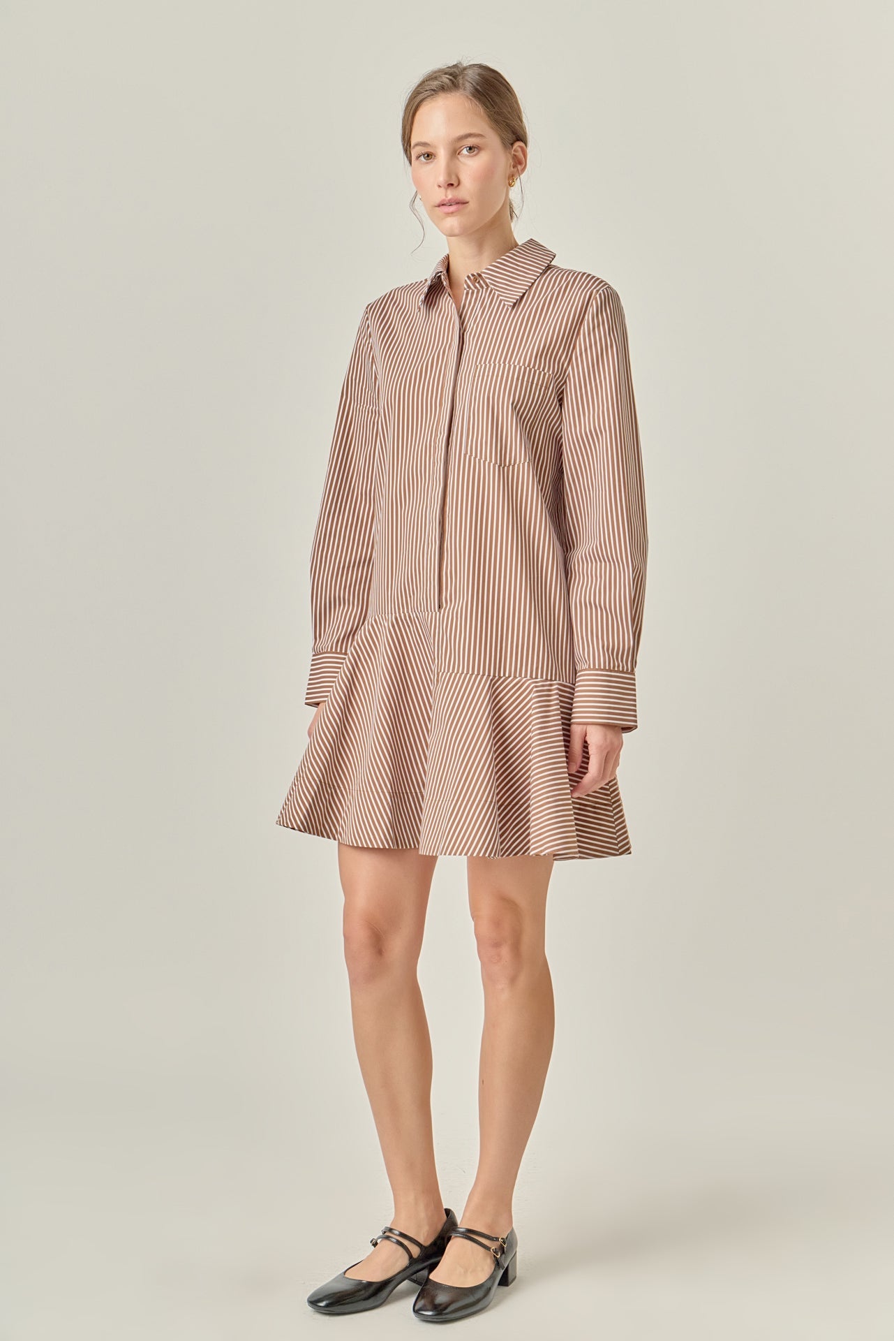 ENGLISH FACTORY - Stripe Collar Flared Skirt Dress - DRESSES available at Objectrare