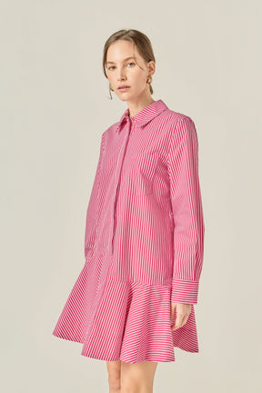 ENGLISH FACTORY - Stripe Collar Flared Skirt Dress - DRESSES available at Objectrare