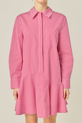 ENGLISH FACTORY - Stripe Collar Flared Skirt Dress - DRESSES available at Objectrare