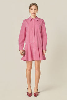 ENGLISH FACTORY - Stripe Collar Flared Skirt Dress - DRESSES available at Objectrare