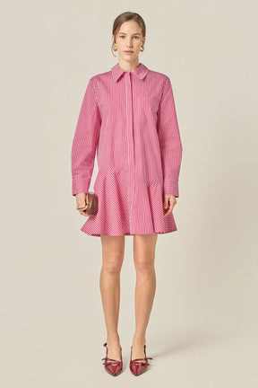 ENGLISH FACTORY - Stripe Collar Flared Skirt Dress - DRESSES available at Objectrare