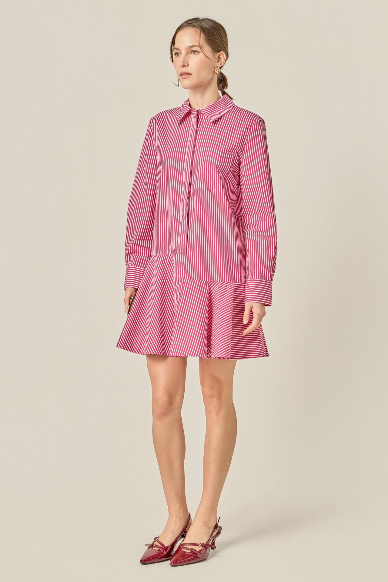 ENGLISH FACTORY - Stripe Collar Flared Skirt Dress - DRESSES available at Objectrare