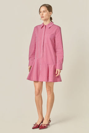 ENGLISH FACTORY - Stripe Collar Flared Skirt Dress - DRESSES available at Objectrare